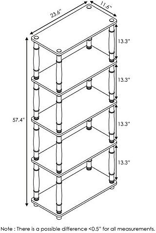 Furinno Turn-N-Tube 5-Tier Multipurpose Shelf / Display Rack / Storage Shelf / Bookshelf, Classic Tubes, Americano/Black