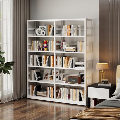 SteeLoong 5 Tier Bookshelf -Metal Bookcase with 4 Adjustable Shelves