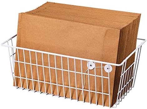 SANNO Freezer Baskets, Pantrty Storage Bins, Farmhouse Metal Wire Organizer for Kitchen Pantry Organizer 14"x11"x6"