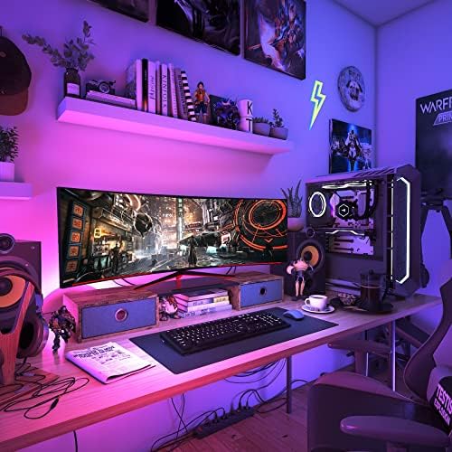 WESTREE Dual Monitor Stand Riser with Two Drawers, Extra Large Storage Monitor Stand for 2 Monitors, Desktop Organizer S