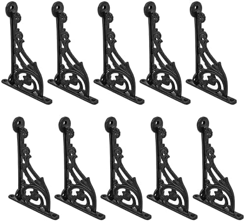 Mystic Colonial Cast Iron Shelf Brackets 10.5 cm x 15.5 cm (4⅛ in x 6⅛ in) | Victorian Heavy-Duty Decorative Wall Mount 