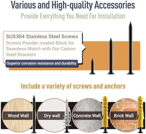Unique 8 Inch Openwork Shelf Brackets, 8-Pack Floating Shelf Bracket, 1/5” Thick Carbon Steel Hidden Shelf Supports for 