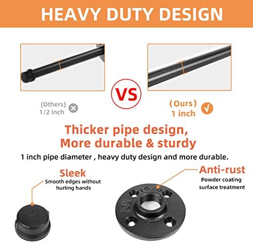 Pipe Shelf Brackets 10 Inch, Industrial Black Metal Wall Pipe Floating Shelf Bracket Heavy Duty Decorative Shelving Brac