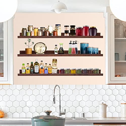 MBYD 36 Inch Wood Floating Shelves Wall Mounted Deep Walnut Picture Ledge Shelf Nursery Book Shelves for Home Decor for 
