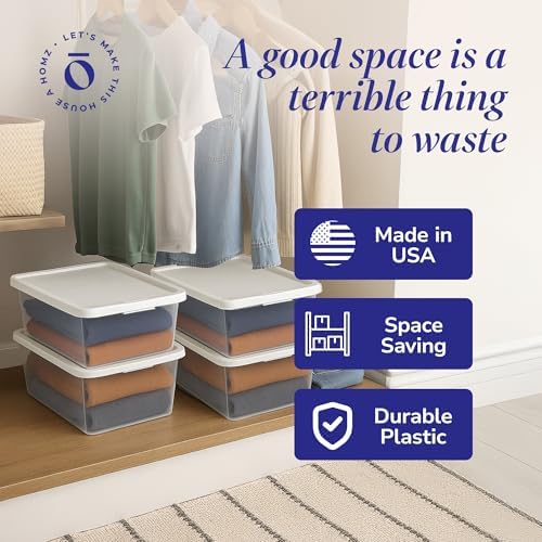 HOMZ Snaplock, Small Clear Plastic Storage Organizer Bins w/Lids, 4 Pack