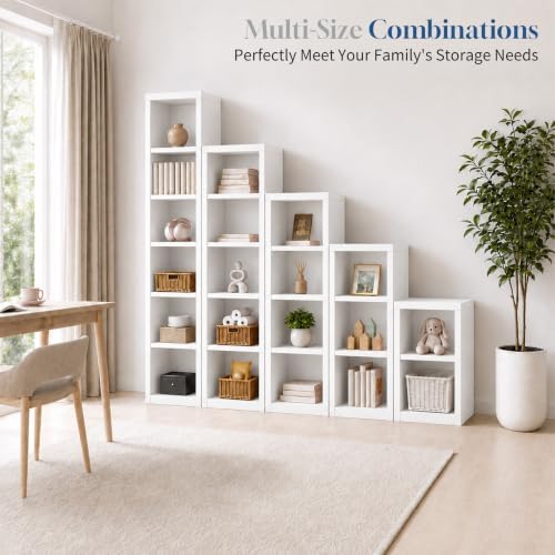 White Book Shelf,5-Tier Bookshelf Storage Shelves,68 Inch Bookcase