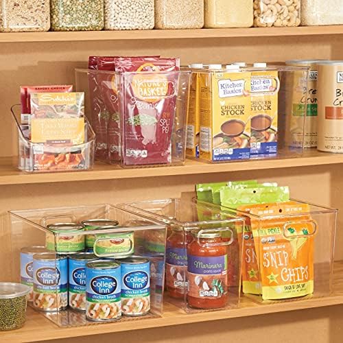 mDesign Plastic Modern Kitchen, Pantry Food Storage Container Bin w/ Handles - Cabinet, Fridge/Freezer, Countertop Organ