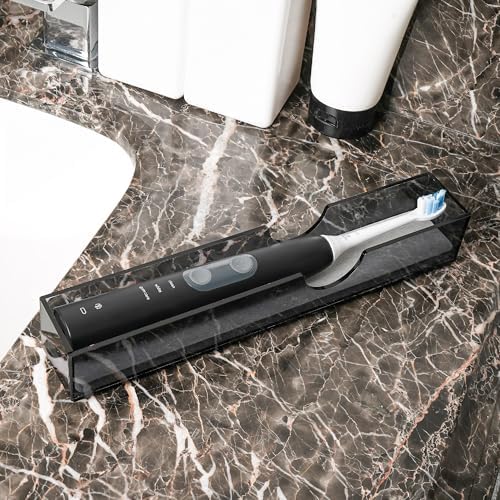 Acrylic Electric Toothbrush Holder with Diatomite Drying Stone, Bathroom Drawer Organizer with Drainage Hole for Tooth B