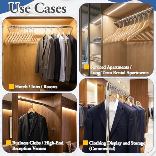 12 Pack Hotel Suit Hangers 17.5" Anti-Theft Security Hangers, Natural Wood