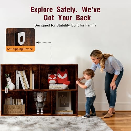 Book Shelf, Wooden Cube Storage Organizer with 11" Open Cubes, Stackable Bookcase for Room Divider Storage, 2 Tier Books