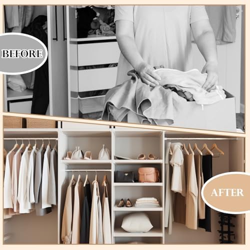 Kathfly 6 Pcs Wooden Suit Hangers with Locking Bar 360° Hook Holds 20lbs