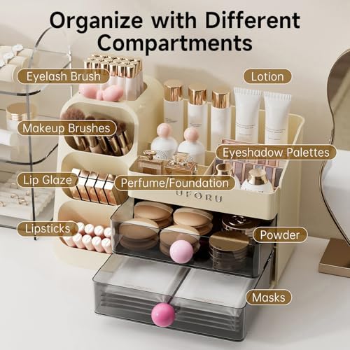 UFORU Makeup Organizer Countertop with Brush Holder for Vanity Bathroom