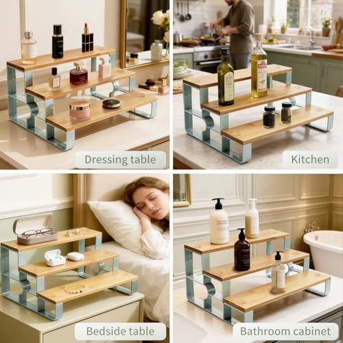 3 Tiered Spice Rack Organizer for Cabinet, Kitchen Cabinet Organizer