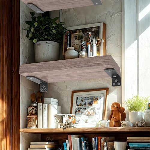 8Inch Black Heavy Duty Floating Shelf Bracket 4 Pack 3-Hole Mount