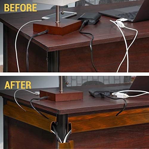 Cable Management Kit - 5-Pack 16-Inch J Channel Wire Organizers for Cords - Easy to Install Cord Hider Kit for Desk, Off