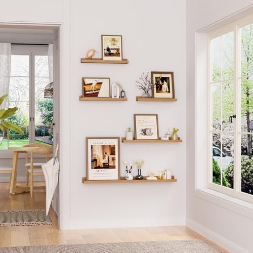 Heimlove Picture Ledge Shelf,24 inch Long Floating Shelves for Wall Set of 4,Picture Shelf with Lip for Wall Decor,Livin