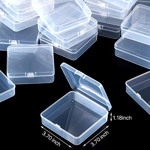 SATINIOR 24 Pcs Small Clear Plastic Container Box, 3.7 x 3.7 x 1.2 in