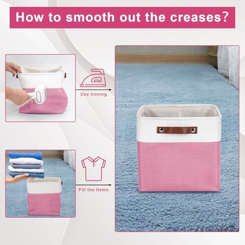 Bagnizer Collapsible Fabric Storage Cubes 11x11 Cube Storage Bins, 4 Pack Closet Baskets Box with Handles for Organizing