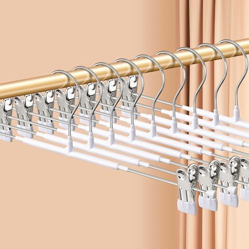 Pants Hangers with Clips Skirt Hangers 16 Inch 10 Pack, White