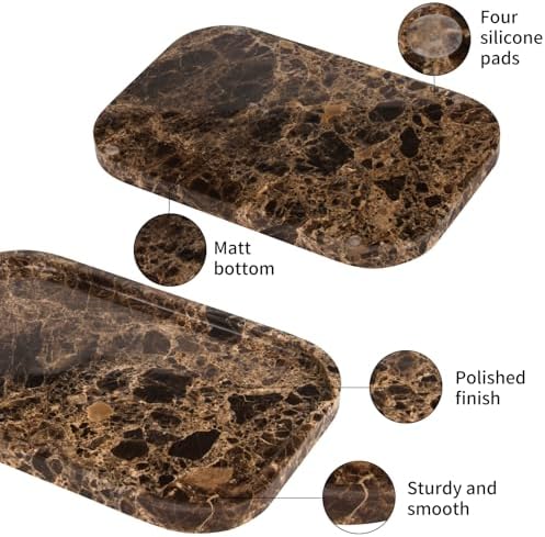 Marble Bathroom Vanity Decorative Tray, Dark Brown, 12 * 8 * 0.8