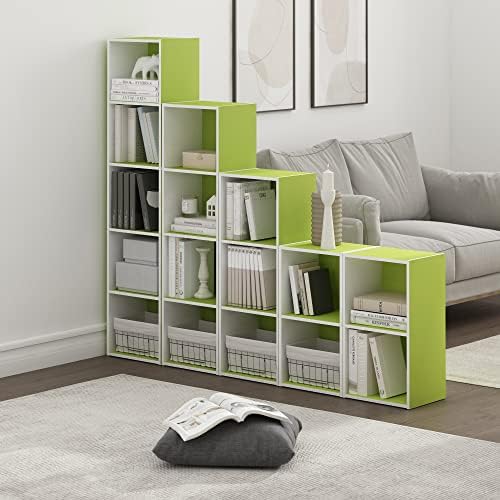 Furinno PASIR Book Shelf, 5-Tier Modern Bookshelf, Open Shelves Bookcase 9 x 12 x 52, Easy Assembly, for Living Room, Be