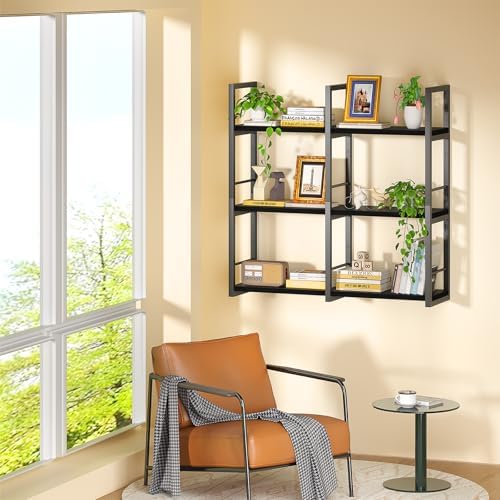 Wall Shelves, 31.5 Inch Floating Shelves for Books and Home Decor, Large Wood Wall Mounted Shelves for Office Bedroom La