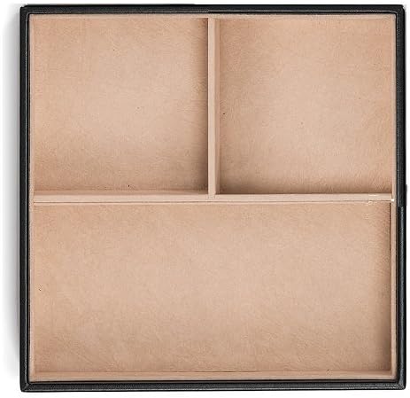 Glenor Co Jewelry Organizer Tray - Set of 2 - Stackable 6 Slots Jewelry Storage Trays - Display on Dresser or Drawer - Compatible with Other Trays - Black