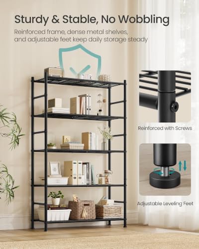 SONGMICS 5-Tier Storage Shelves, Adjustable Metal Wire Shelving Unit