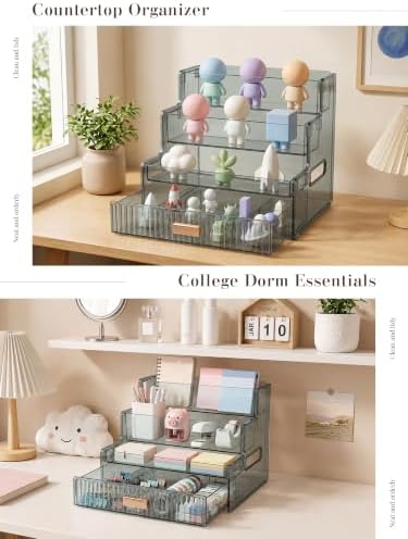 Booklov Clear Makeup Organizer for Vanity Perfume Display Stand, Smoke Gray