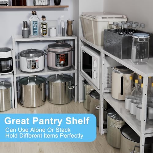 Expandable Kitchen Storage Shelves,110LBS Heavy Duty Metal Shelving Units and Storage For Small Appliance, Adjustable St