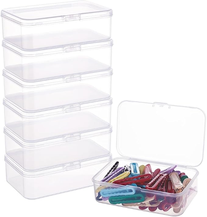 BENECREAT 8 Pack 4.6x2.8x1.3 Rectangle Clear Plastic Bead Storage Containers Box Case with lid for Pins, Tiny Bead, Jewelry Findings and Other Small Items