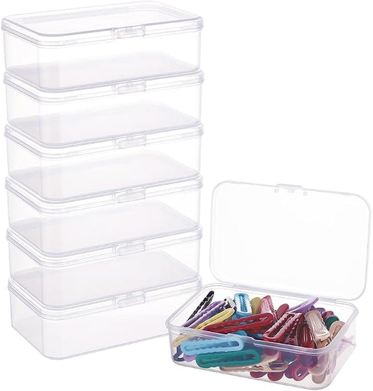 BENECREAT 8 Pack 4.6x2.8x1.3 Rectangle Clear Plastic Bead Storage Containers Box Case with lid for Pins, Tiny Bead, Jewelry Findings and Other Small Items