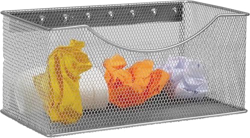 YBM HOME Magnetic Basket Storage Organizer with 16 Strong Magnets for Metal Desk, Fridge, Whiteboard, and Wall Locker Ac