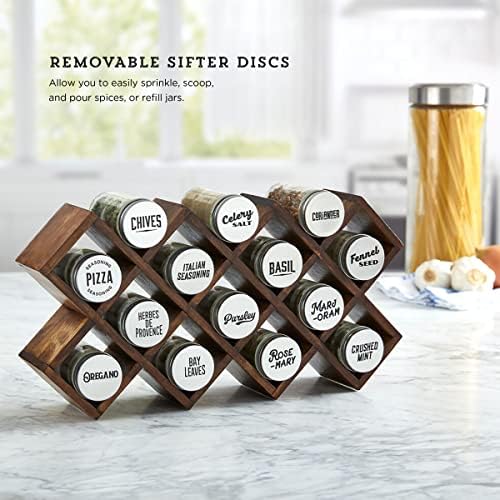 Kamenstein 10 Jar Criss-Cross 2-in-1 Spice Organizer for Countertop or Wall with Spices Included, FREE Spice Refills for