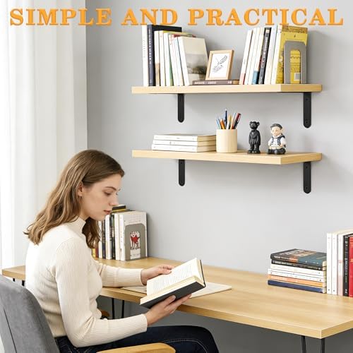 Alise Black Floating Shelf Brackets 5x3 Inch,L Brackets for Shelves,4 Pcs