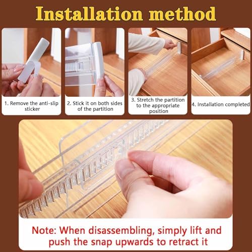 Drawer Dividers for Clothes,3.15" High 11.34"-19.69"(4pcs, white‌)