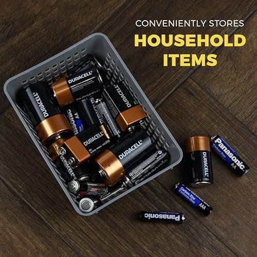 YBM Home 3-Pack Plastic Storage Baskets Bins for Home Junk Drawer, Shelves, and Office Organization, Functional Trays/Co