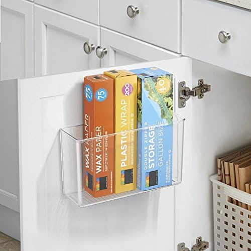 mDesign Plastic Adhesive Mount Storage Organizer Container for Kitchen or Pantry Wall Organization - Space Saving Holder