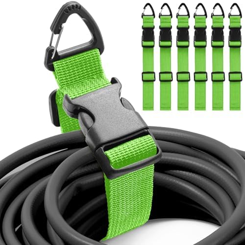 6 Pack Adjustable Extension Cord Holder Straps,Green