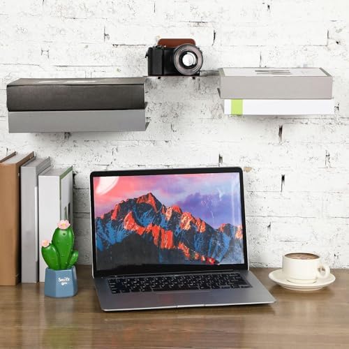 Jetec 6 Pack Invisible Bookshelf Wall Mounted Metal Heavy Duty, Brown