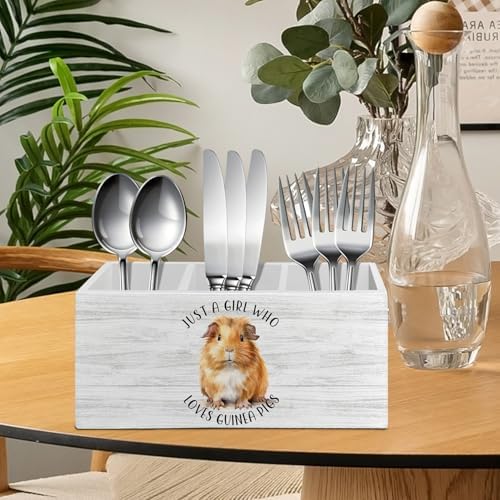 Guinea Pig Gifts Pen Pencil Holder Organizer for Desk Accessories, Just a Girl Who Loves Guinea Pigs Wooden Box Sign Desk Decor for Home Office Decoration, Animal Lover Gifts