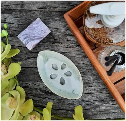 Ceramic Soap Dish with Self Draining Tray for Bar Soap, Bathroom, Kitchen (SmokyWhite)