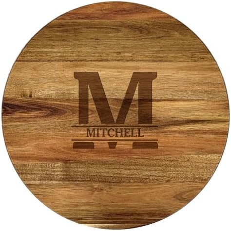 Engraved Family Name and Initial Personalized Lazy Susan, 16" Rotating Tray