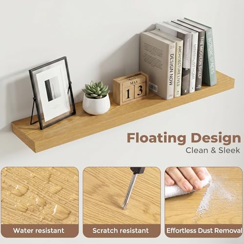 36 Inch Floating Shelves for Wall, 6.5"D Wood Storage Shelves, Oak Finish