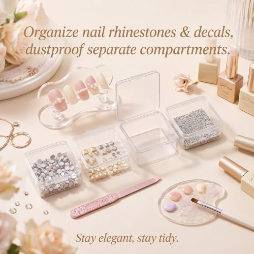 SATINIOR 24 Pcs Small Clear Plastic Container Box, 2.5 x 2.5 x 1.6 in
