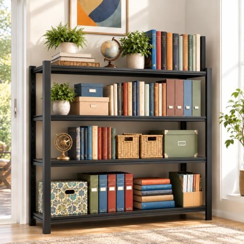 Metal Bookshelf Adjustable Bolt-Free Bookcase Heavy Duty Book Shelf 2000LBS