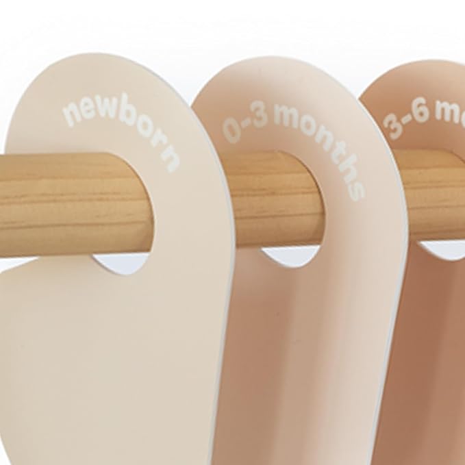 3 Sprouts Baby Closet Dividers, Newborn to 2T, Neutral, 8 Piece Set | Newborn to 2T sizing, 8-piece set, Double-sided size labels, Age labels, Nursery closet storage, Baby clothes organizer