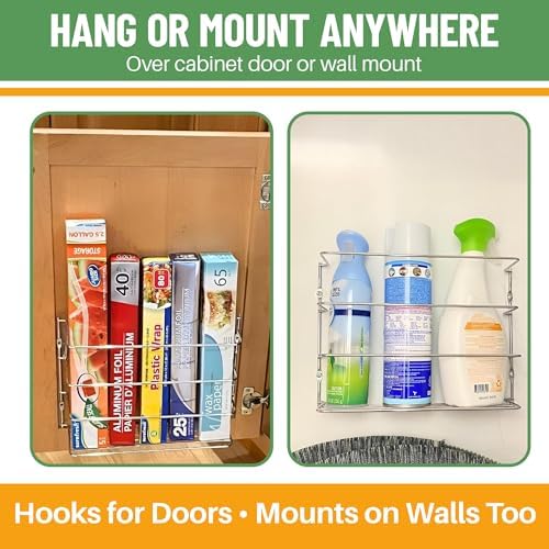 Evelots Kitchen Wrap & Food Bag Organizer Wall/Cabinet Mount, 1-Pack, White