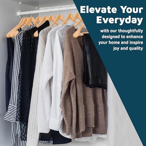 Lifemaster Solid Wooden Hanger Set - 12 Pieces Non-Slip Versatile Closet Space-Saving Hanger Set for Suit, Coat, Camisole, Jacket, Pants, and Dresses with 360° Swivel Hook