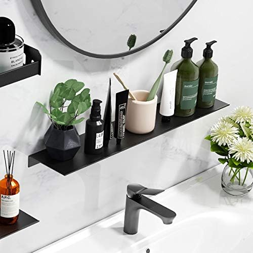 Modern Floating Shelf Wall Mounted Heavy Duty for Living Room Bedroom Bathroom, 16 Inch, Black, 2 Pack